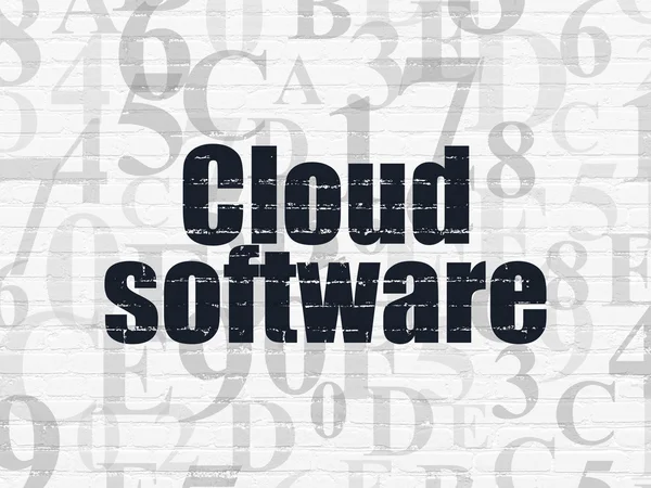 Cloud-Computing-Konzept: Cloud-Software auf Wandhintergrund — Stockfoto