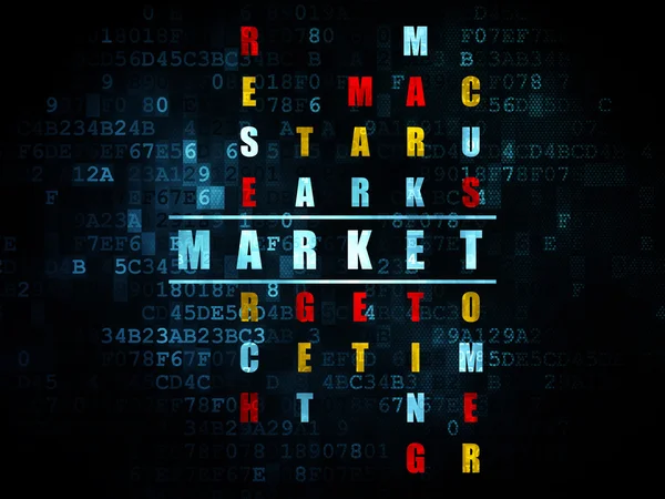 Concepto de marketing: palabra Mercado en la resolución de crucigramas —  Fotos de Stock