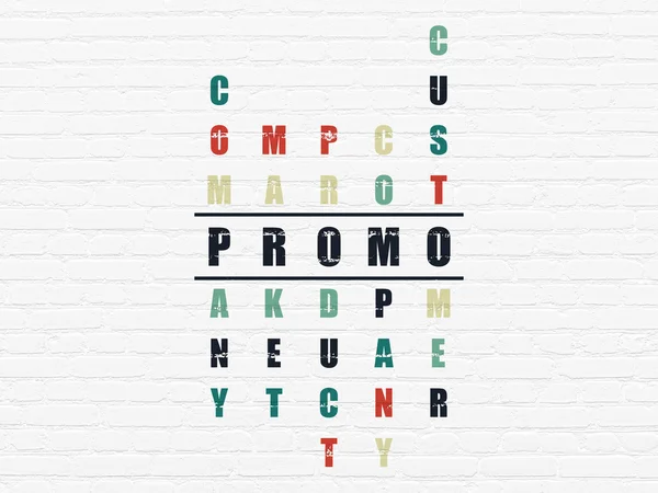 Conceito de publicidade: palavra Promo na resolução de palavras cruzadas Puzzle — Fotografia de Stock