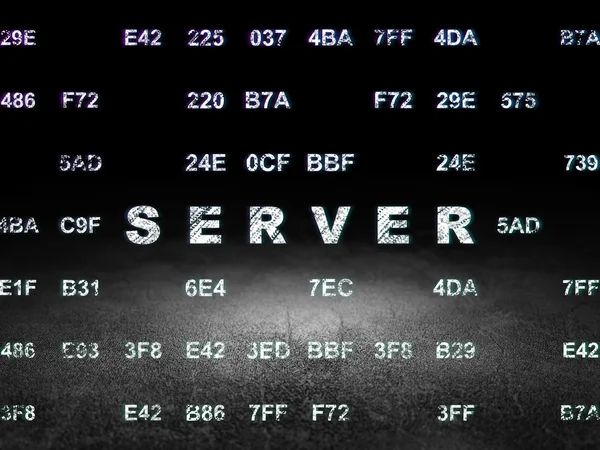 Концепция веб-дизайна: Сервер в гранж темной комнате — стоковое фото