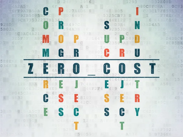 Business concept: word Zero cost in solving Crossword Puzzle — стокове фото
