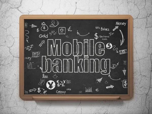 Concepto bancario: Banca móvil en el fondo de la Junta Escolar —  Fotos de Stock