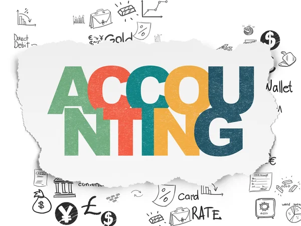 Bancaire concept: Accounting op achtergrond gescheurd papier — Stockfoto