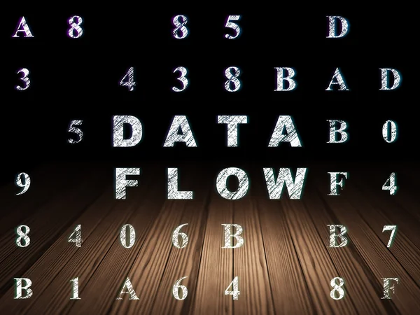 Data concept: Data Flow in grunge dark room — Stock Photo, Image