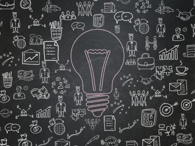 İş kavramı: ampul okul yönetimi arka plan üzerinde
