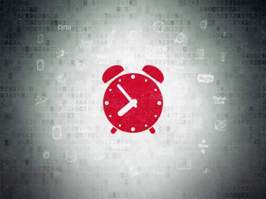 Zaman çizelgesi kavramı: çalar saat dijital kağıt arka plan üzerinde