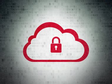 Cloud networking concept: Cloud With Padlock on Digital Paper