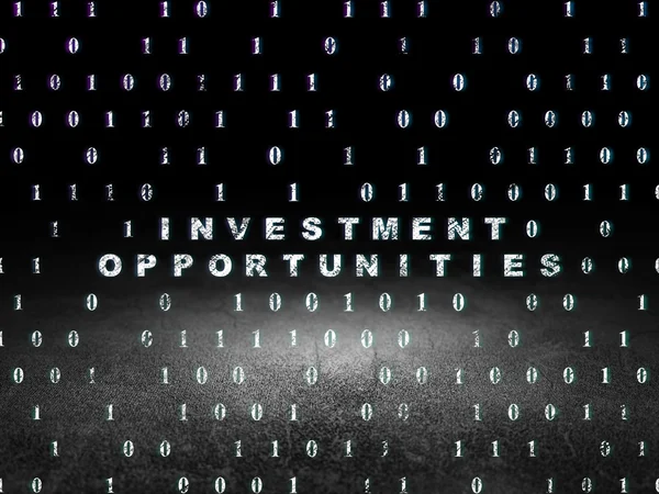 Finance concept: Investment Opportunities in grunge dark room — Stok fotoğraf