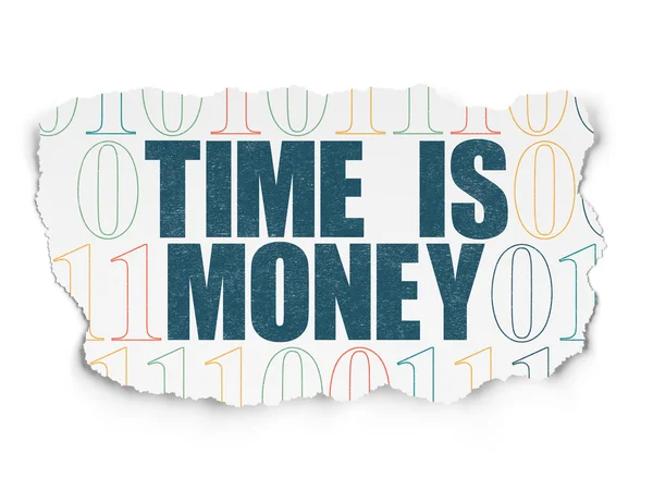 Conceito de finanças: Tempo é dinheiro em papel rasgado fundo — Fotografia de Stock