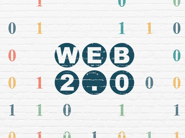 Conceito de Web design: Web 2.0 no fundo da parede — Fotografia de Stock