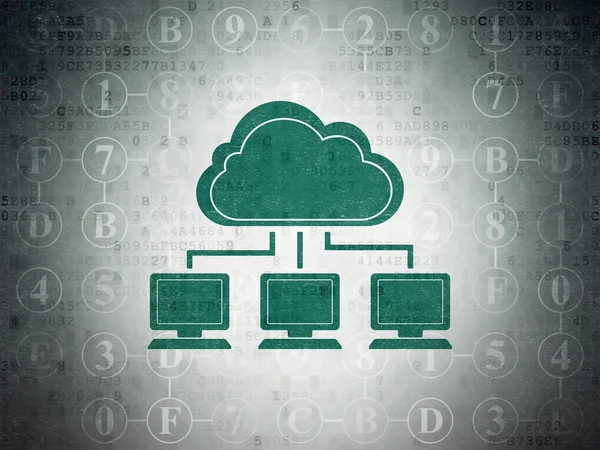 Conceito de computação em nuvem: Cloud Network on Digital Paper — Fotografia de Stock