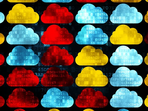 Cloud technology concept: Cloud icons on Digital background — Φωτογραφία Αρχείου