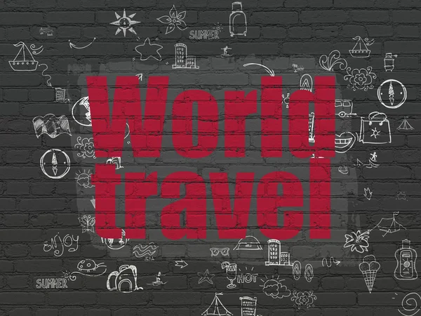 Concept de voyage : World Travel sur fond de mur — Photo