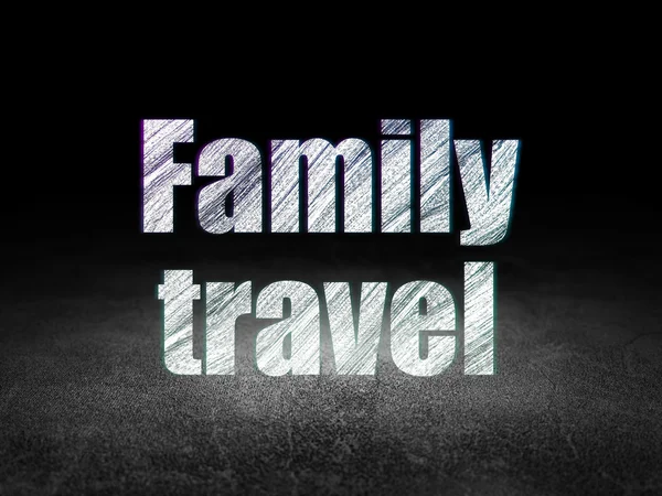 Tourism concept: Family Travel in grunge dark room — Zdjęcie stockowe