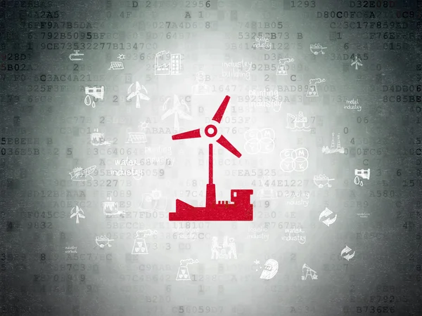 Herstellungskonzept: Windmühle auf digitalem Papierhintergrund — Stockfoto