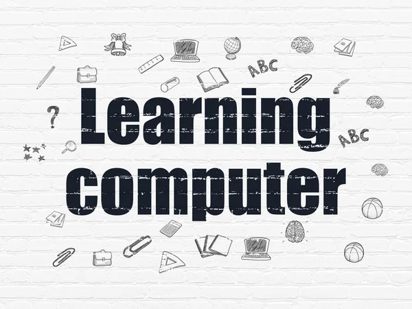 Μάθηση: εκμάθησης υπολογιστών σε φόντο τοίχο — Φωτογραφία Αρχείου