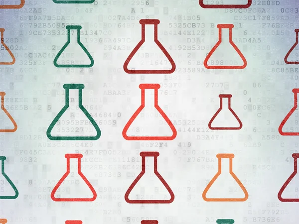 Science concept: Flask icons on Digital Paper background — Stok fotoğraf