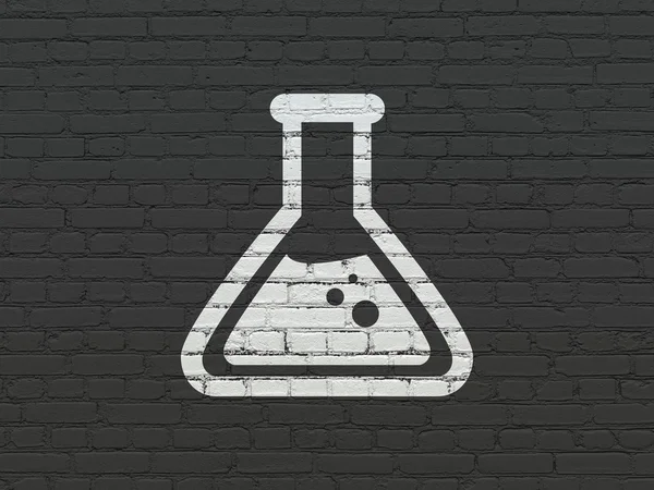 Conceito de ciência: Flask on wall background — Fotografia de Stock