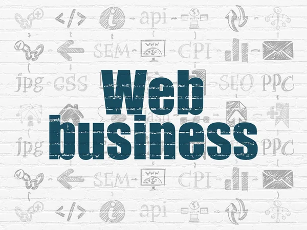 Conceito de desenvolvimento Web: Web Business no fundo da parede — Fotografia de Stock