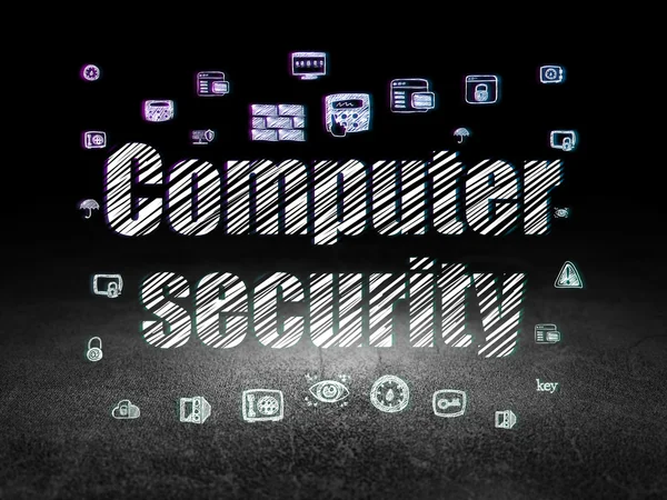 Privacy concept: Computer Security in grunge dark room — Stock Photo, Image