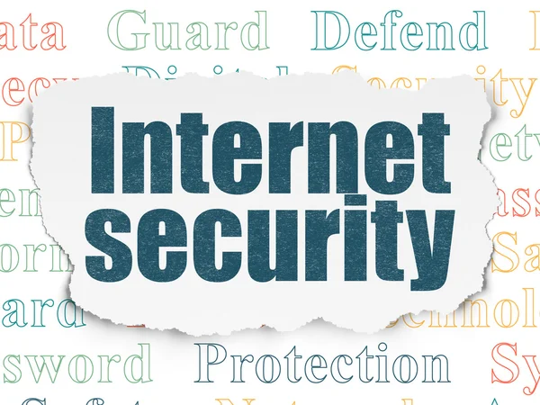 Concept de sécurité : Sécurité Internet sur fond de papier déchiré — Photo