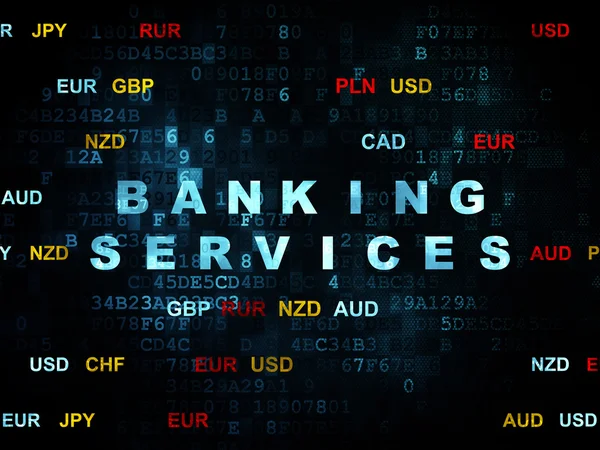Concetto bancario: servizi bancari su sfondo digitale — Foto Stock