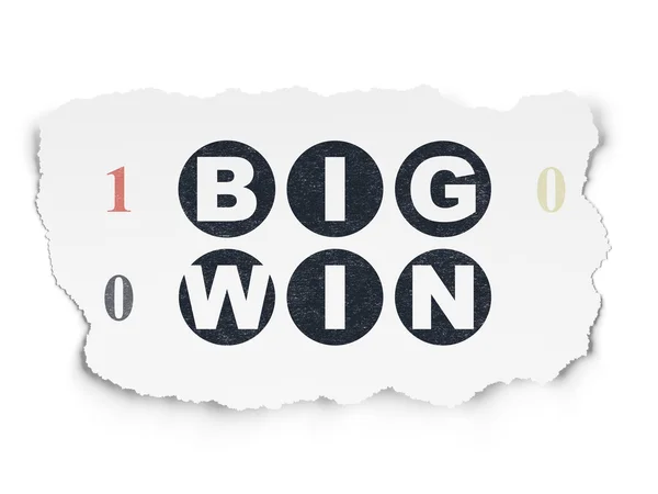 Business concept: Big Win on Torn Paper background — Stock Photo, Image