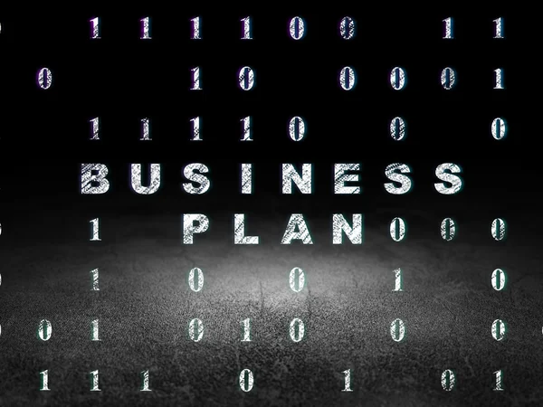 Бизнес-концепция: бизнес-план в гранж-темной комнате — стоковое фото