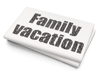 Tatil kavramı: aile tatil boş gazete arka plan üzerinde