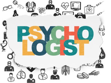 Health concept: Psychologist on Torn Paper background