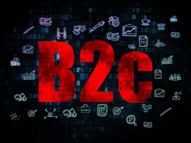 Ekonomi kavramı: B2c dijital arka plan üzerinde