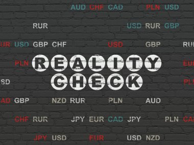 İş kavramı: Reality Check duvar arka plan üzerinde