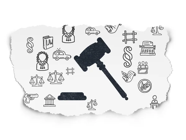 Law concept: Gavel on Torn Paper background — Stock Photo, Image