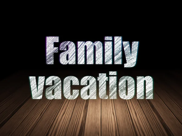 Travel concept: Family Vacation in grunge dark room — Stock Photo, Image