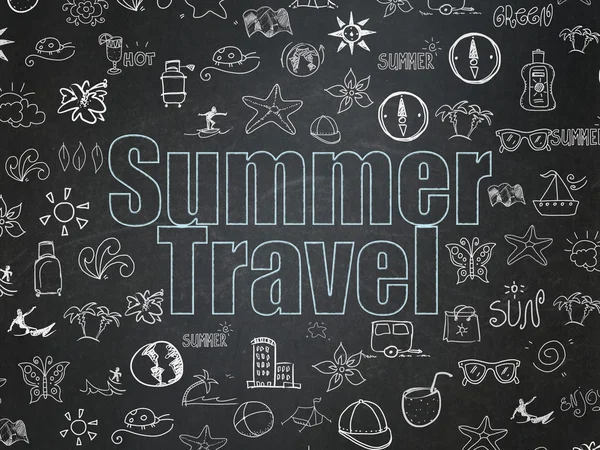 Tourism concept: Summer Travel on School Board background — 스톡 사진