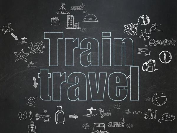 Vacation concept: Train Travel on School Board background — Zdjęcie stockowe