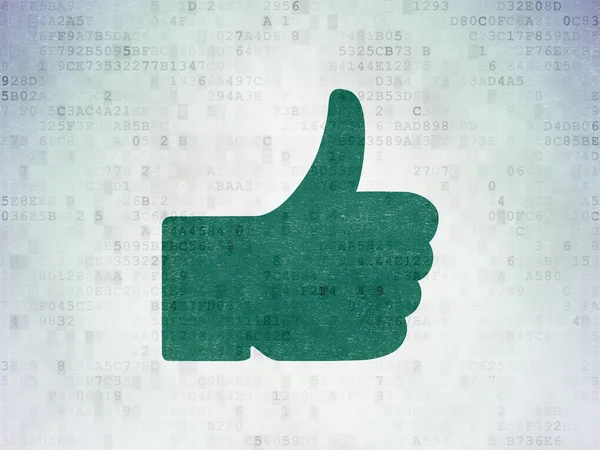 Sociaal netwerk concept: duim omhoog op digitale papier achtergrond — Stockfoto