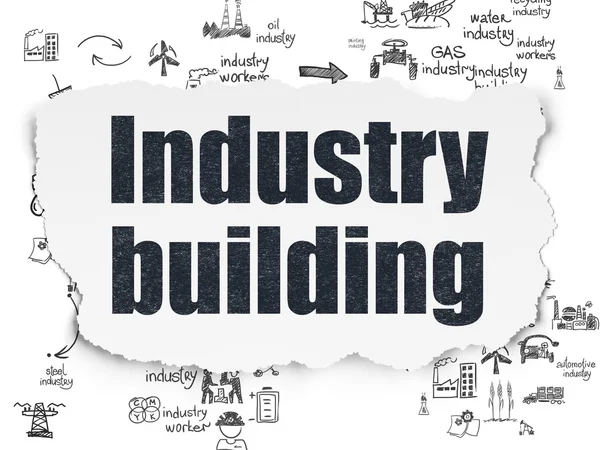 Industry concept: Industry Building on Torn Paper background — Zdjęcie stockowe