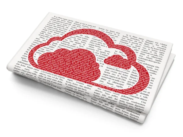 Концепція хмарних технологій: Хмара на фоні газети — стокове фото