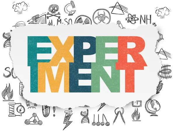 Bilim kavramı: deney yırtılmış kağıt arka plan üzerinde