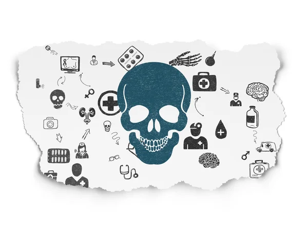 Healthcare concept: Scull on Torn Paper background — 스톡 사진