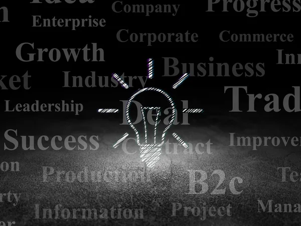 Business concept: Light Bulb in grunge dark room — Stock Photo, Image