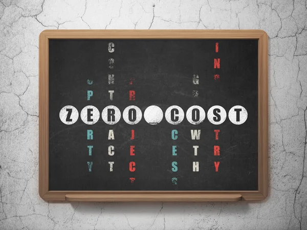 Finance concept: word Zero cost in solving Crossword Puzzle — Stok fotoğraf