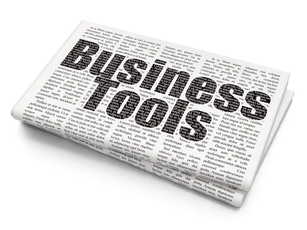 Концепция финансирования: Инструменты для бизнеса на фоне газет — стоковое фото