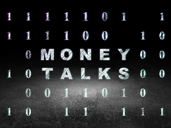 Concept de finance : Money Talks in grunge dark room — Photo