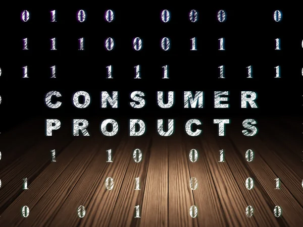 Bedrijfsconcept: Consumer Products in grunge donkere kamer — Stockfoto