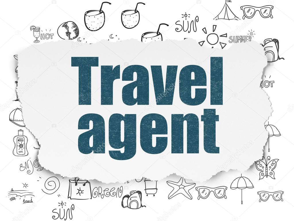 Tourism concept: Travel Agent on Torn Paper background