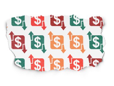 Finance concept: Finance icons on Torn Paper background