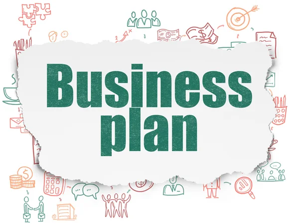 Business concept: Business Plan on Torn Paper background — Stockfoto