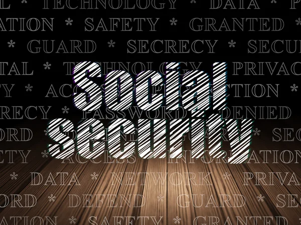 Concepto de privacidad: Seguridad Social en sala oscura grunge —  Fotos de Stock